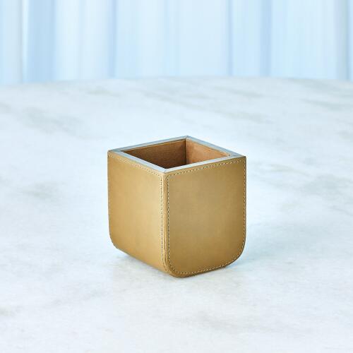 Radius Edge Leather Desk Blotter-Putty