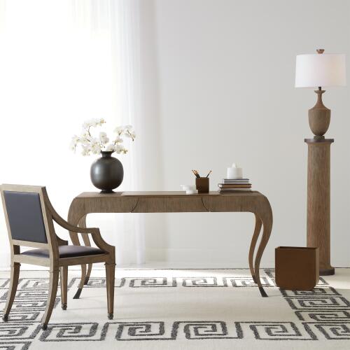 Radius Edge Leather Wastebasket-Putty