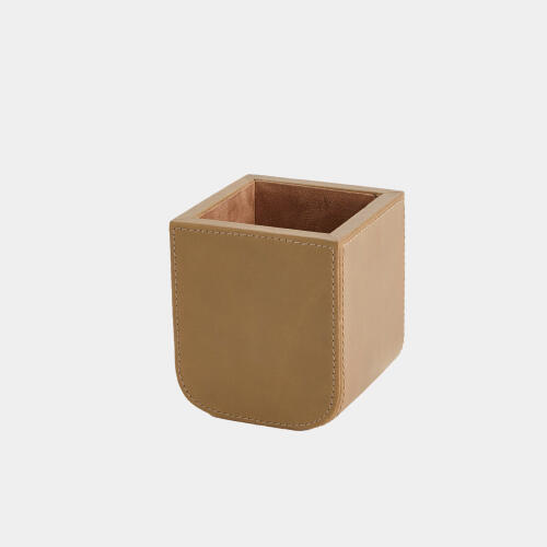 Radius Edge Leather Pencil Cup-Putty