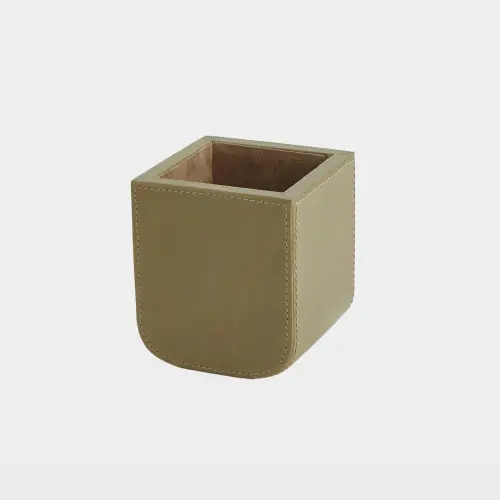 Radius Edge Leather Pencil Cup-Putty