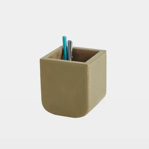 Radius Edge Leather Pencil Cup-Putty
