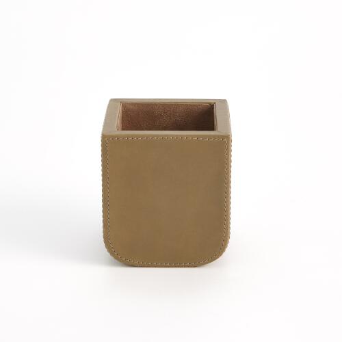 Radius Edge Leather Pencil Cup-Putty