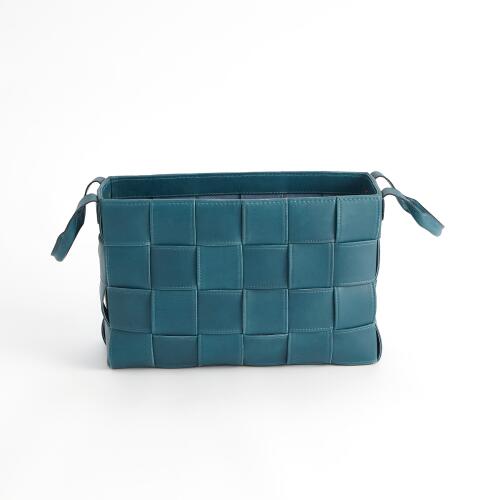 Soft Woven Leather Basket-Azure