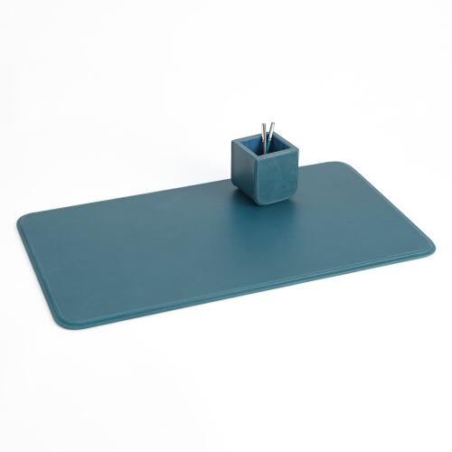 Radius Edge Leather Desk Blotter-Azure