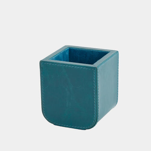 Radius Edge Leather Pencil Cup-Azure