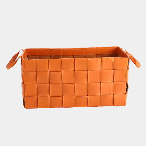 Bronya Soft Woven Leather Basket-Orange
