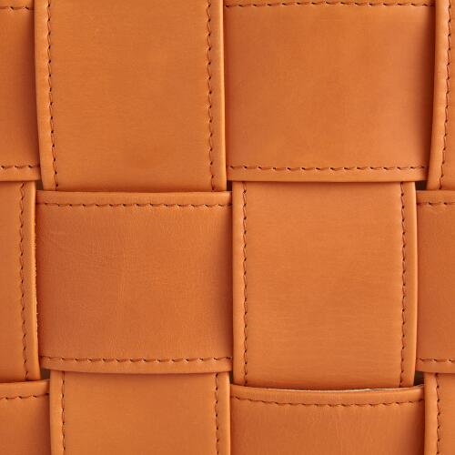 Soft Woven Leather Basket-Orange