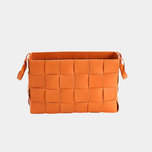 Bronya Soft Woven Leather Basket-Orange