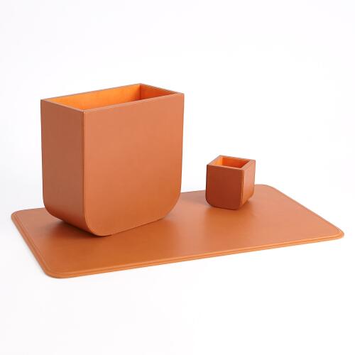 Radius Edge Leather Desk Blotter-Orange