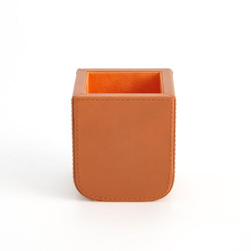 Radius Edge Leather Pencil Cup-Orange
