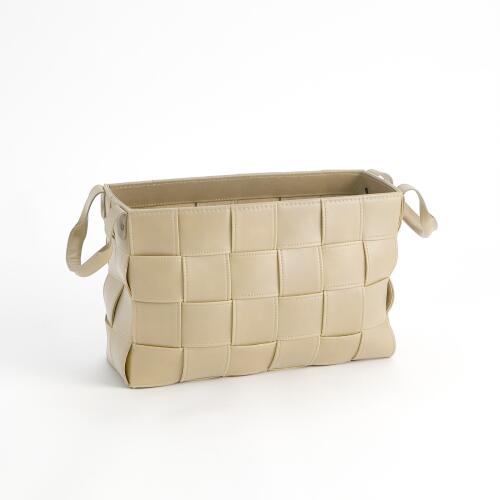 Soft Woven Leather Basket-Beige