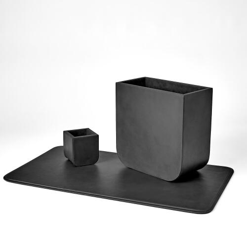 Radius Edge Leather Desk Blotter-Black