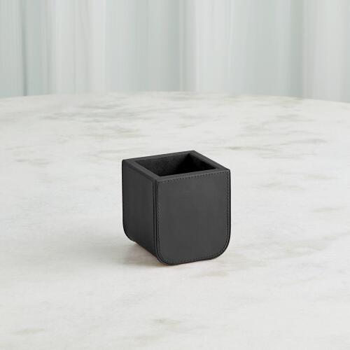 Radius Edge Leather Pencil Cup-Black