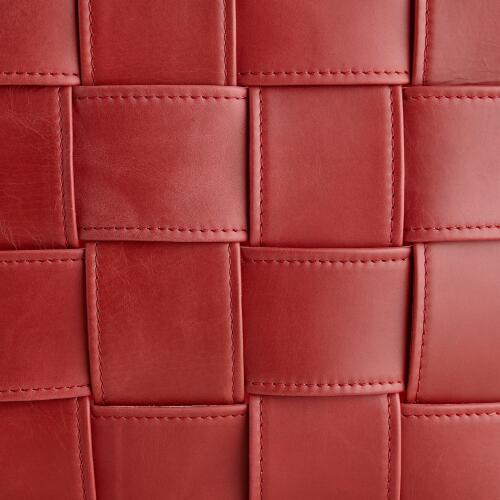 Soft Woven Leather Basket-Deep Red