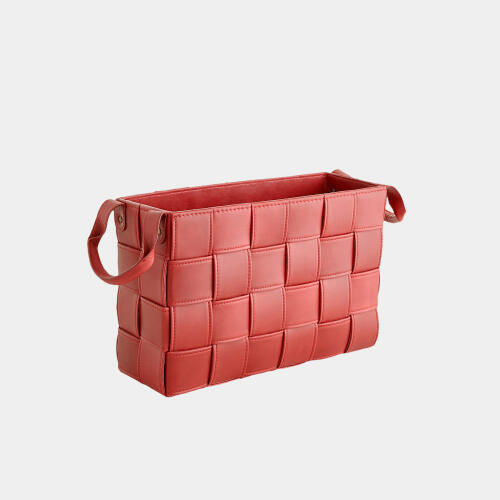Bronya Soft Woven Leather Basket-Deep Red