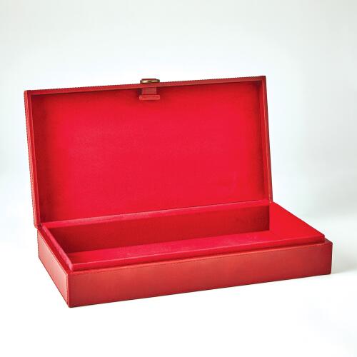 Marbled Leather D Ring Box-Deep Red