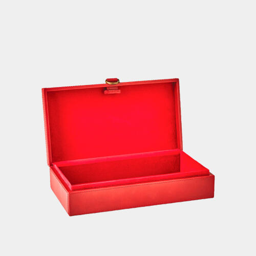 Edwin Marbled Leather D Ring Box-Deep Red