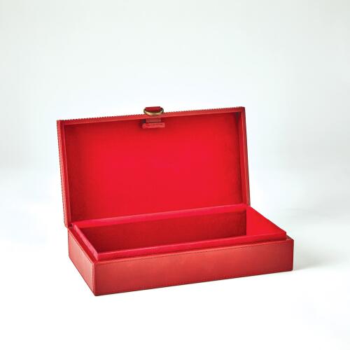 Marbled Leather D Ring Box-Deep Red