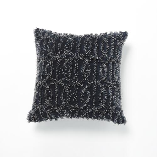 circles beaded pillow-indigo