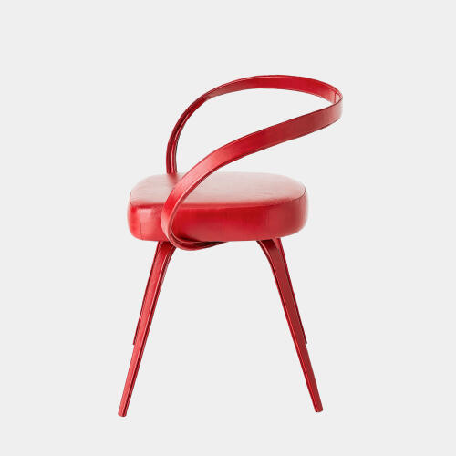 Pelle Curved Chair-Deep Red
