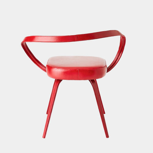 Pelle Curved Chair-Deep Red