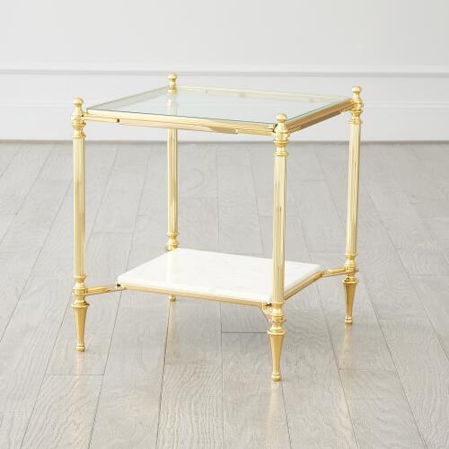 Medford Side Table-Brass