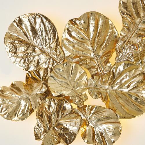 Fiddle Fig Lighted Wall Decor-Brass