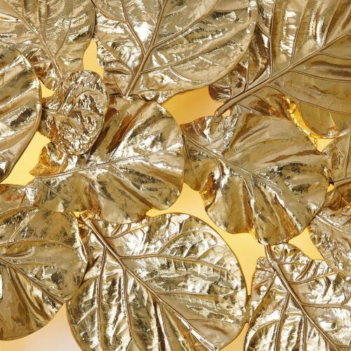 Fiddle Fig Lighted Wall Decor-Brass