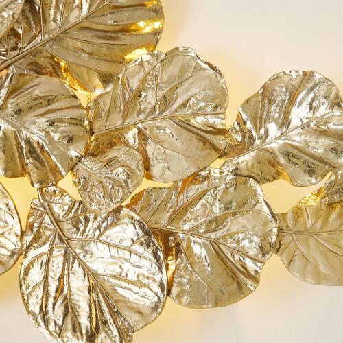 Fiddle Fig Lighted Wall Decor-Brass