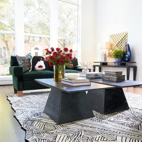 Aero Cocktail Table-Black Leathered Marble