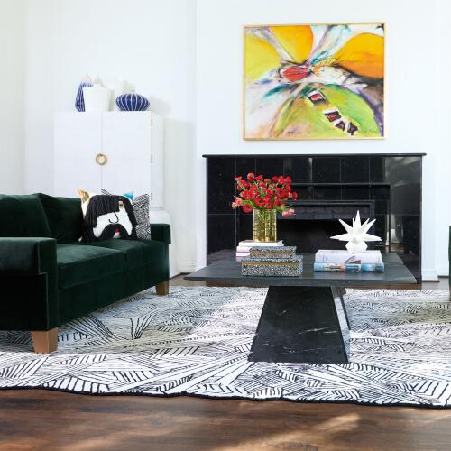 Aero Cocktail Table-Black Leathered Marble