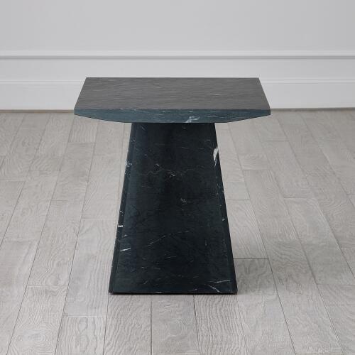 Aero Side Table-Black Leathered Marble