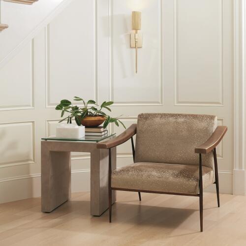 L. Brooks Fabric/Leather Chair-Bronze