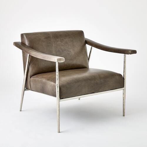 L. Brooks Leather Chair-Nickel
