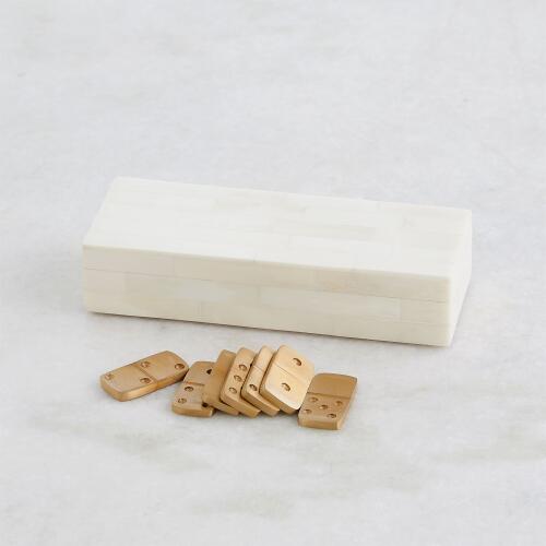 Boxed Bone Domino Set-Ivory