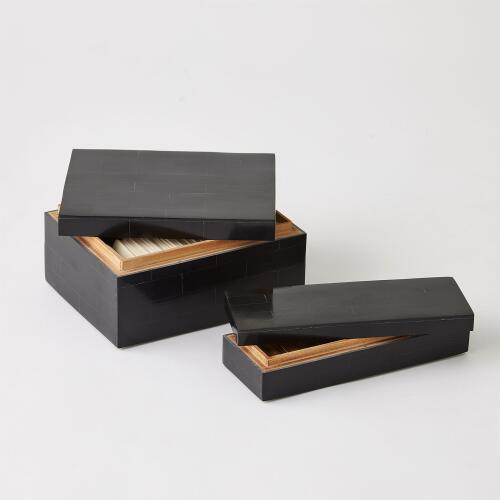Boxed Bone Domino Set-Black