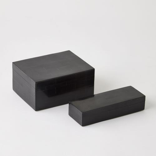 Boxed Bone Domino Set-Black