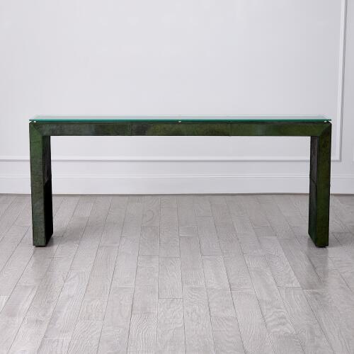 Posh Console-Hair-On-Hide Green