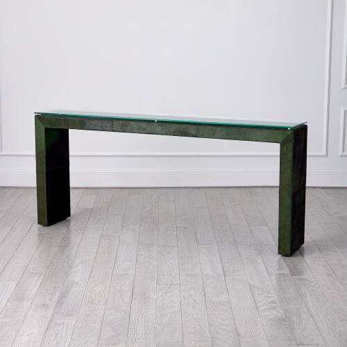 Posh Console-Hair-On-Hide Green