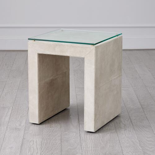 Posh Side Table-Parchment Suede