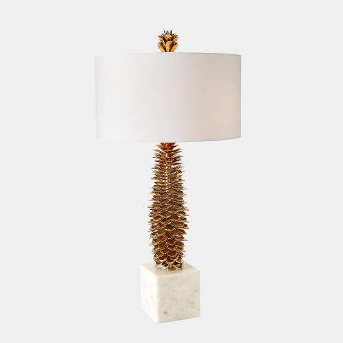 Pinecone Table Lamp-Brass