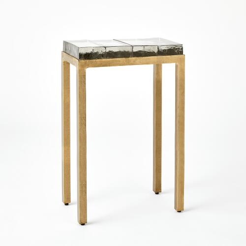 Ice Block Table-Antique Gold