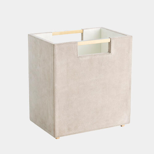 Posh Wastebasket-Parchment Suede