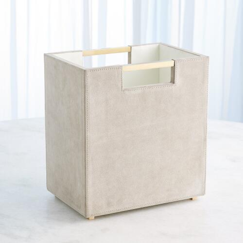 Posh Wastebasket-Parchment Suede
