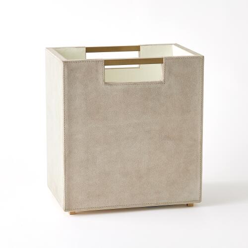 Posh Wastebasket-Parchment Suede