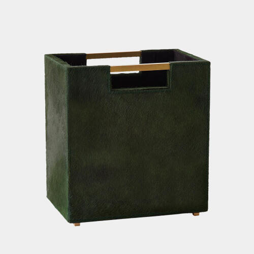 Posh Wastebasket-Hair-On-Hide Green