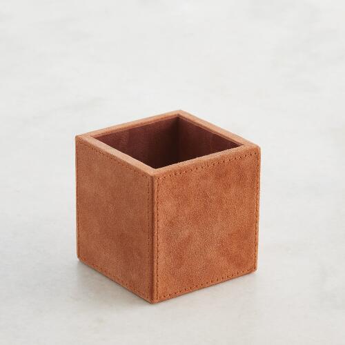 Posh Pencil Cup-Rust Suede