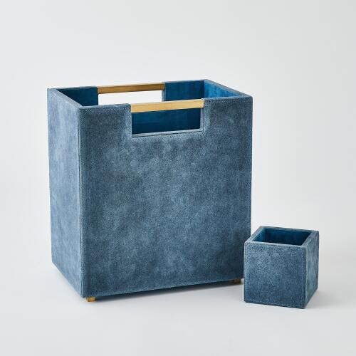 Posh Pencil Cup-Dusty Blue Suede