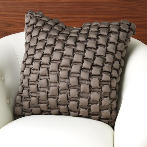 Manifold Silk Pillow-Square Ruche-Gray