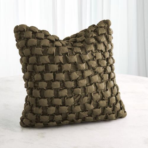 Silk Pillow-Square Ruche-Olive
